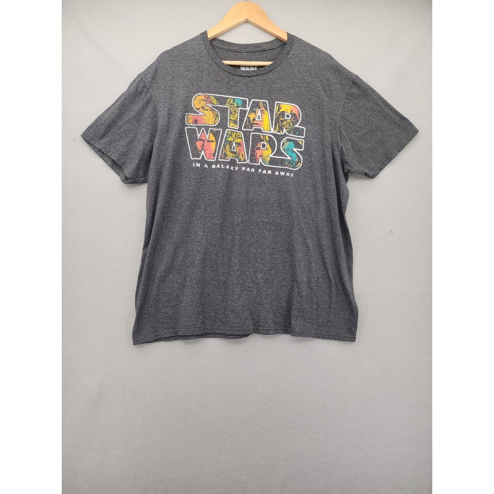 Star Wars Graphic T-Shirt Mens XL Gray Mad‎ Engine Character Logo Movie Tee NEW